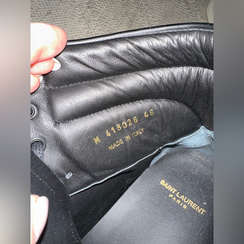 Saint Laurent SL/10H Signature Men’s Court Classic High-Top Sneakers Black-Red - Picture 10 of 12